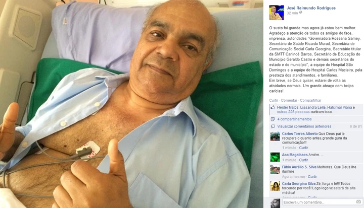 José Raimundo Rodrigues passa bem, após
