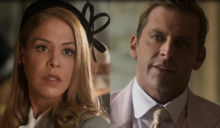 Eva (Júlia Almeida) e Teodoro (Henri Castelli).