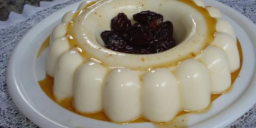 Manjar de coco com calda de ameixa