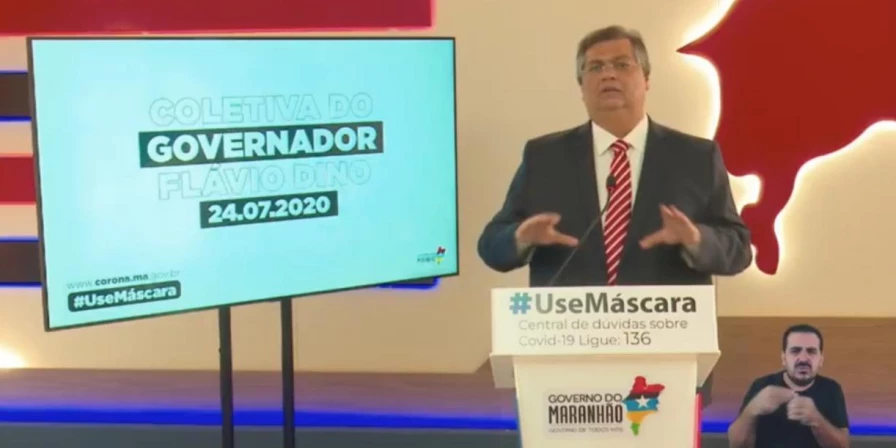 Governador Flávio Dino (PCdoB) durante entrevista coletiva.