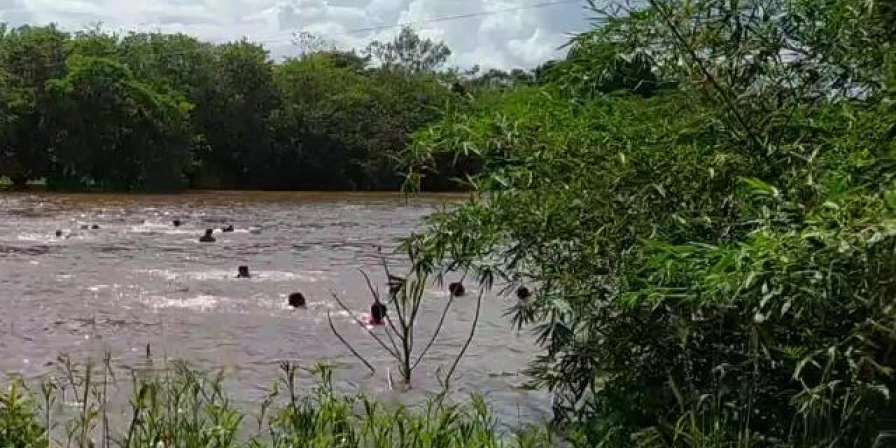 Imagens mostram pessoas nadando para se salvar após o desabamento da ponte.
