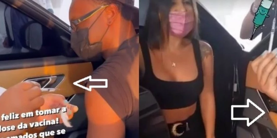 Ambos postaram fotos separadas se vacinando no que parecia ser o mesmo veículo.