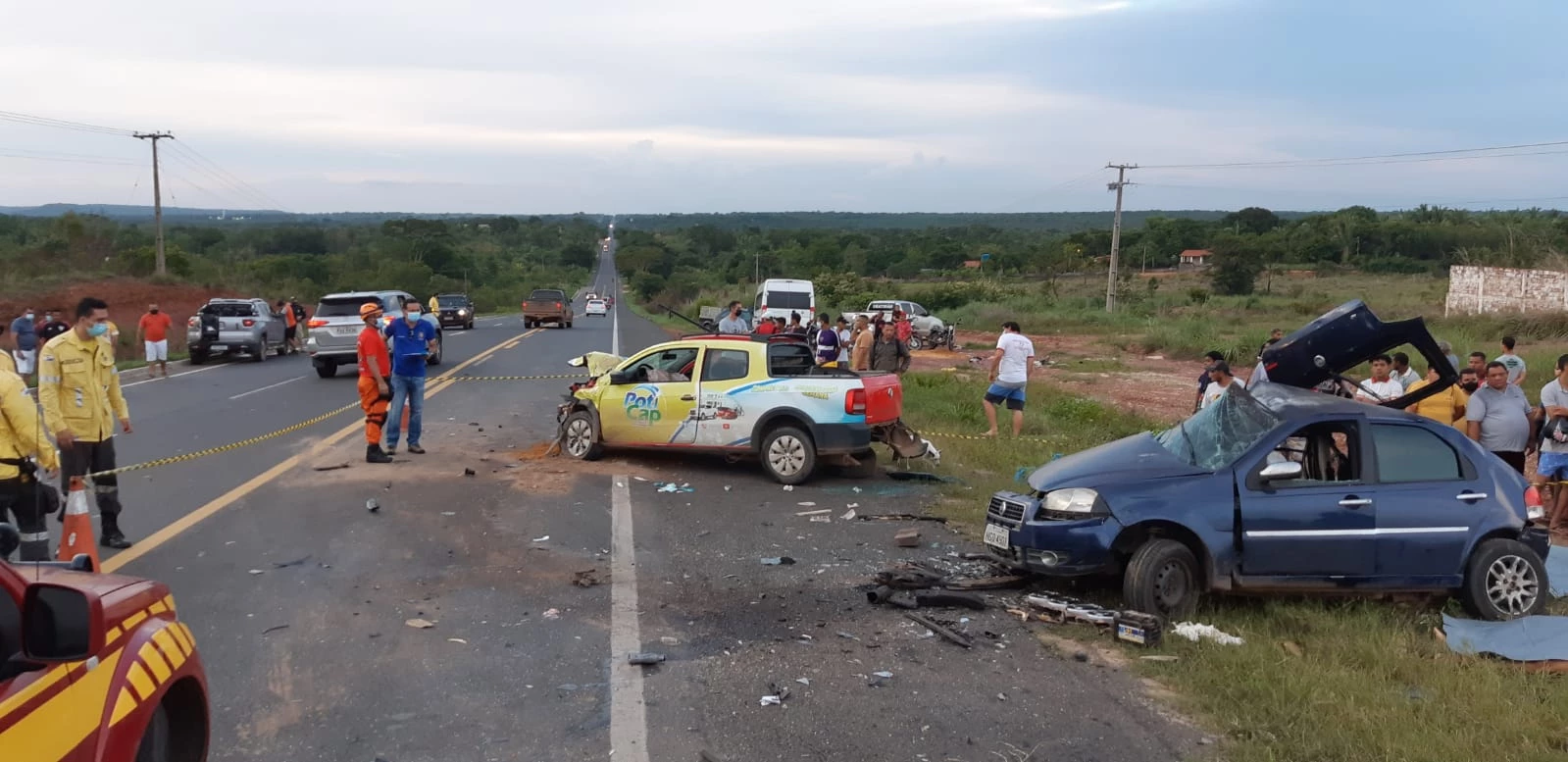 No total, três veículos se envolveram neste acidente fatal na BR-316. Foto: Divulgação/PRF-MA.