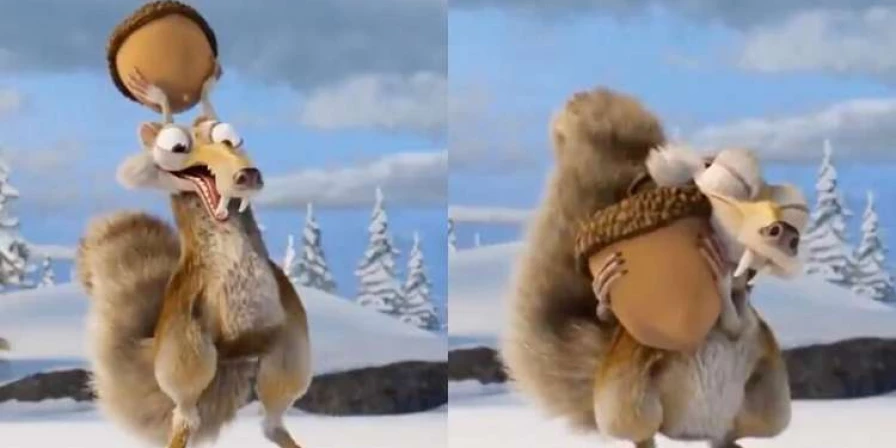 No clipe, Scrat, de A Era do Gelo, não tem nenhum diálogo, como de costume, mas aparece comendo a noz que perseguiu durante todos os filmes da franquia.