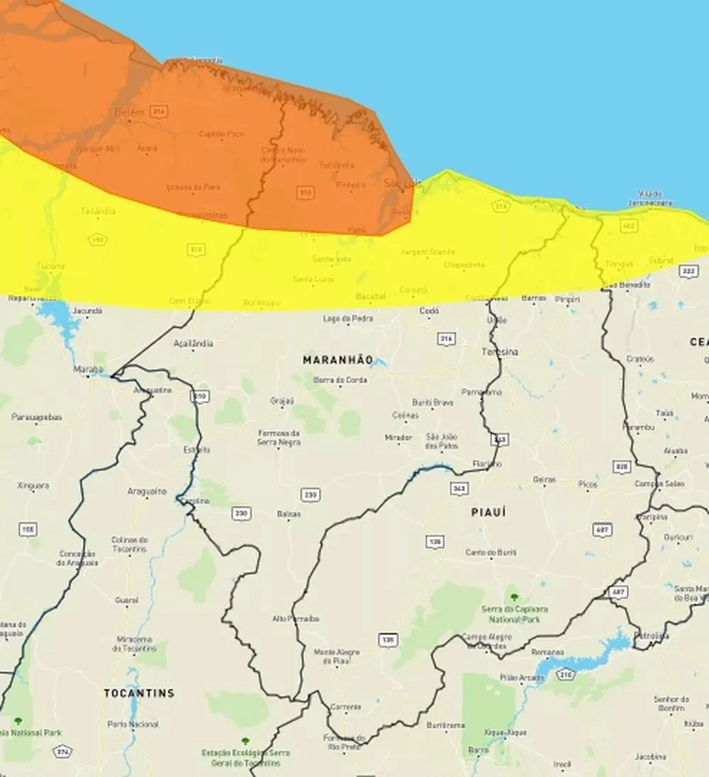 Meteorologia emite dois alertas de chuvas intensas para o Maranhão. Foto: Divulgação/INMET.