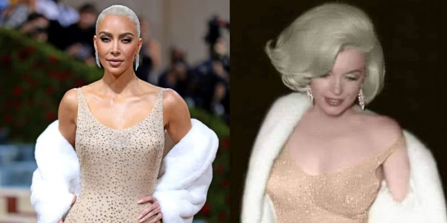 Kim Kardashian no tapete vermelho do Met Gala 2022.