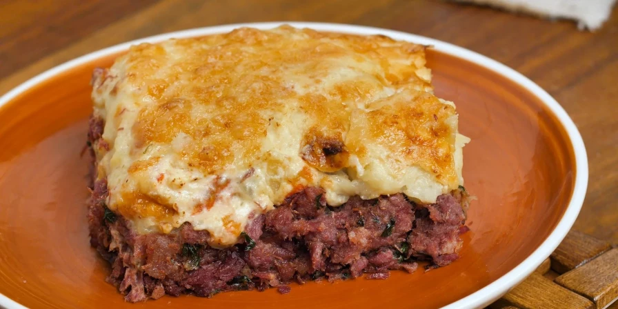 Escondidinho de carne seca com purê de batatas