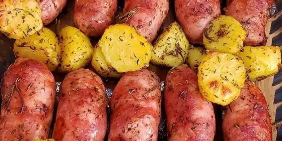 Linguiça assada no forno