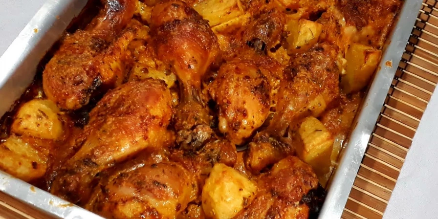 Sobrecoxa de frango assada.