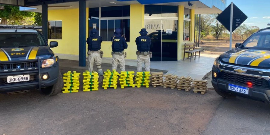 A droga apreendida pela PRF, no estado de Tocantins.
