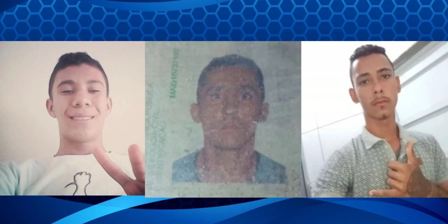 Yandson Ferreira (à esquerda), Elieser Romão e Fernando Dutra (à direita) foram mortos por arma de fogo.