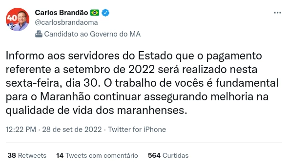 É FAKE! Brandão não anunciou antecipação de salário - Gilberto Léda