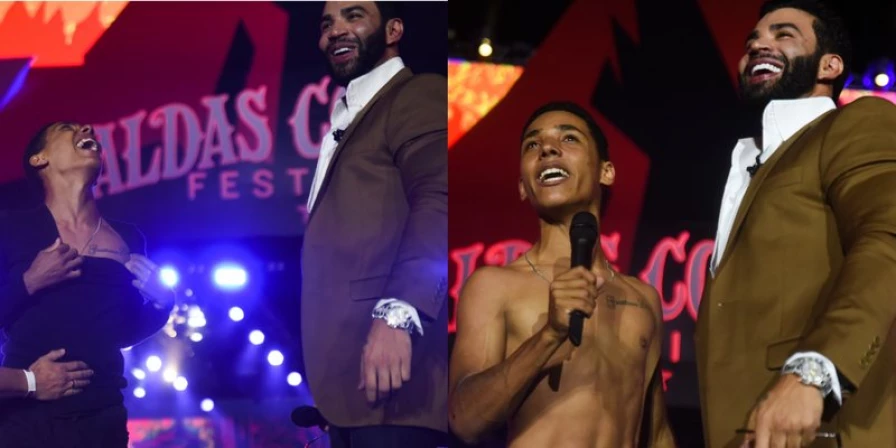 Gusttavo deu ao rapaz o blazer que estava usando no show.