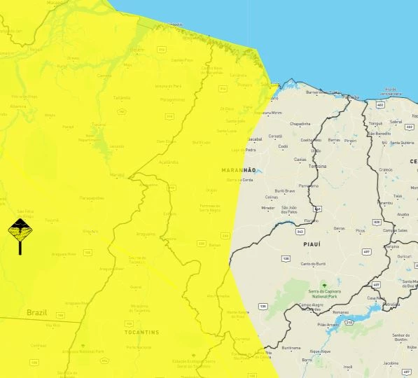 Alerta amarelo para a região de Balsas. (Arte: Divulgação/Inmet)