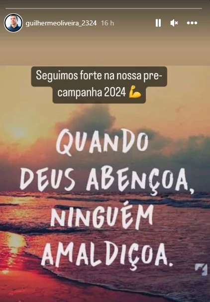 Publicação de Guilherme Oliveira nas redes