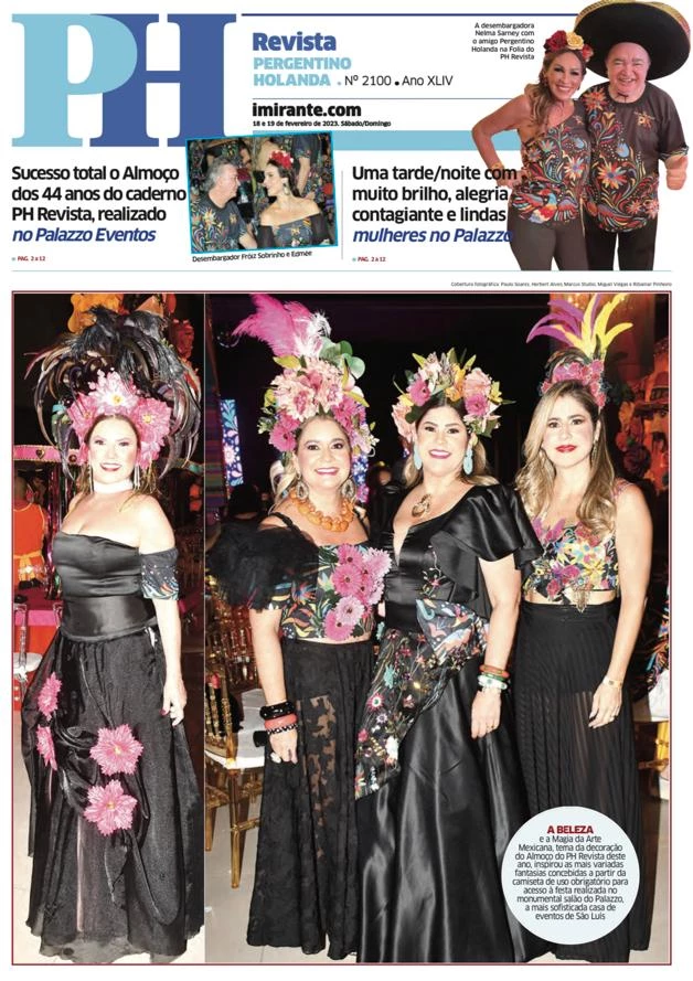 Belas mulheres e suas lindas fantasias no Almoço de Carnaval do PH Revista são o destaque de Capa do caderno deste fim de semana