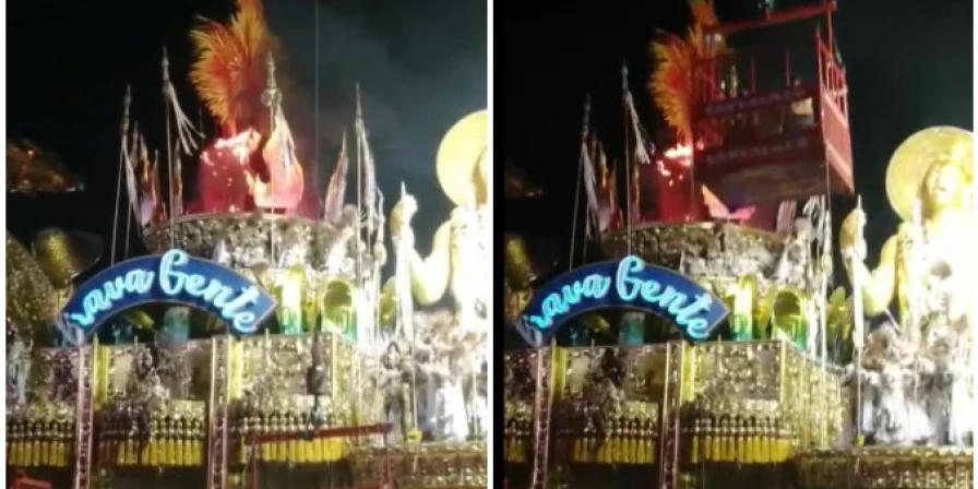 Carro da Beija-Flor que pegou fogo