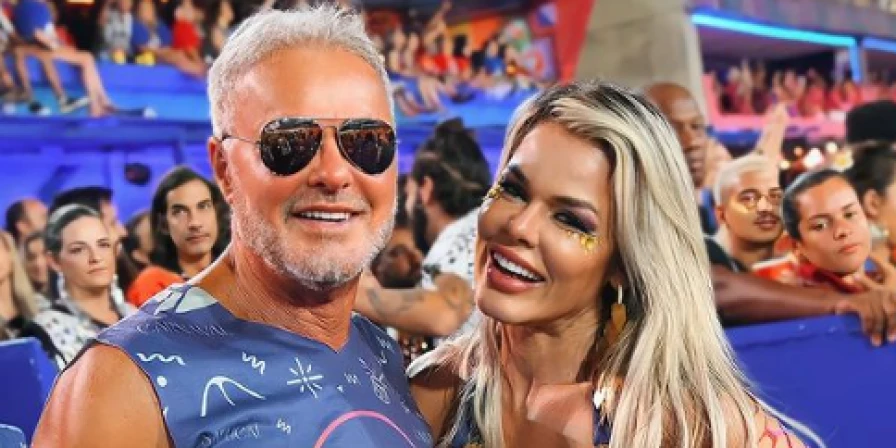 Kadu Moliterno e Cristinne Rodriguez na Marquês de Sapucaí.