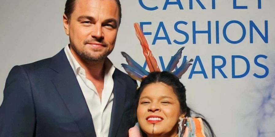 O ator Leonardo DiCaprio e a ministra Sônia Guajajara.