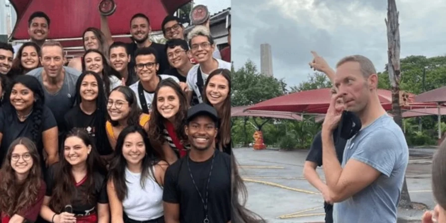 Vocalista da banda Coldplay em visita a alunos da USP