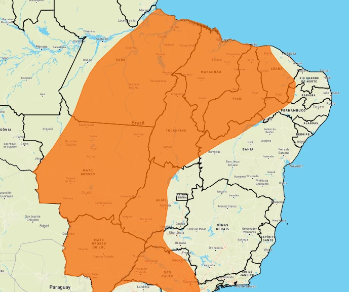 Alerta laranja abrange todo Maranhão. (Arte: Reprodução/Inmet)