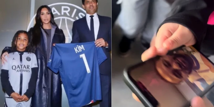 Kim Kardashian faz videochamada com Neymar durante jogo do PSG.