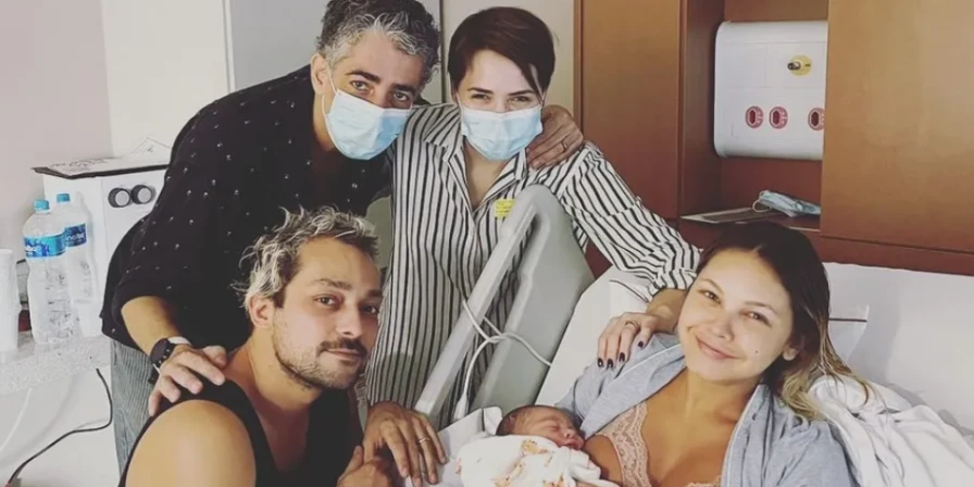 Eduardo e Louise com Michel Melamed e Leticia Colin.