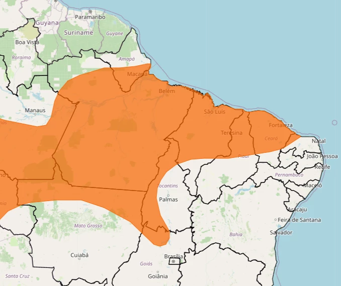 Inmet emite novo alerta laranja para o Maranhão. (Arte: Reprodução/Inmet)