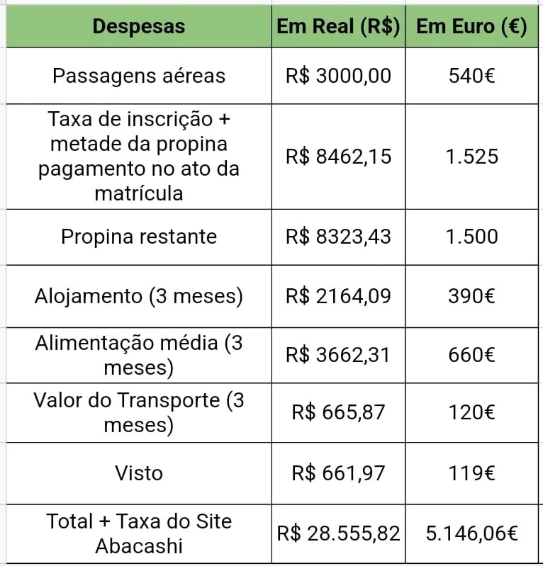 Planilha de despesas da estudante. (Foto: Divulgação)