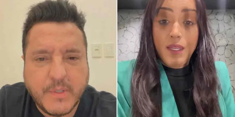 Bruno, da dupla com Marrone, pede desculpas à repórter Lisa Gomes por fala transfóbica.