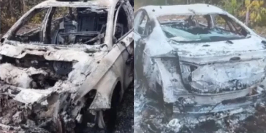 Corpo carbonizado foi encontrado dentro de carro queimado.