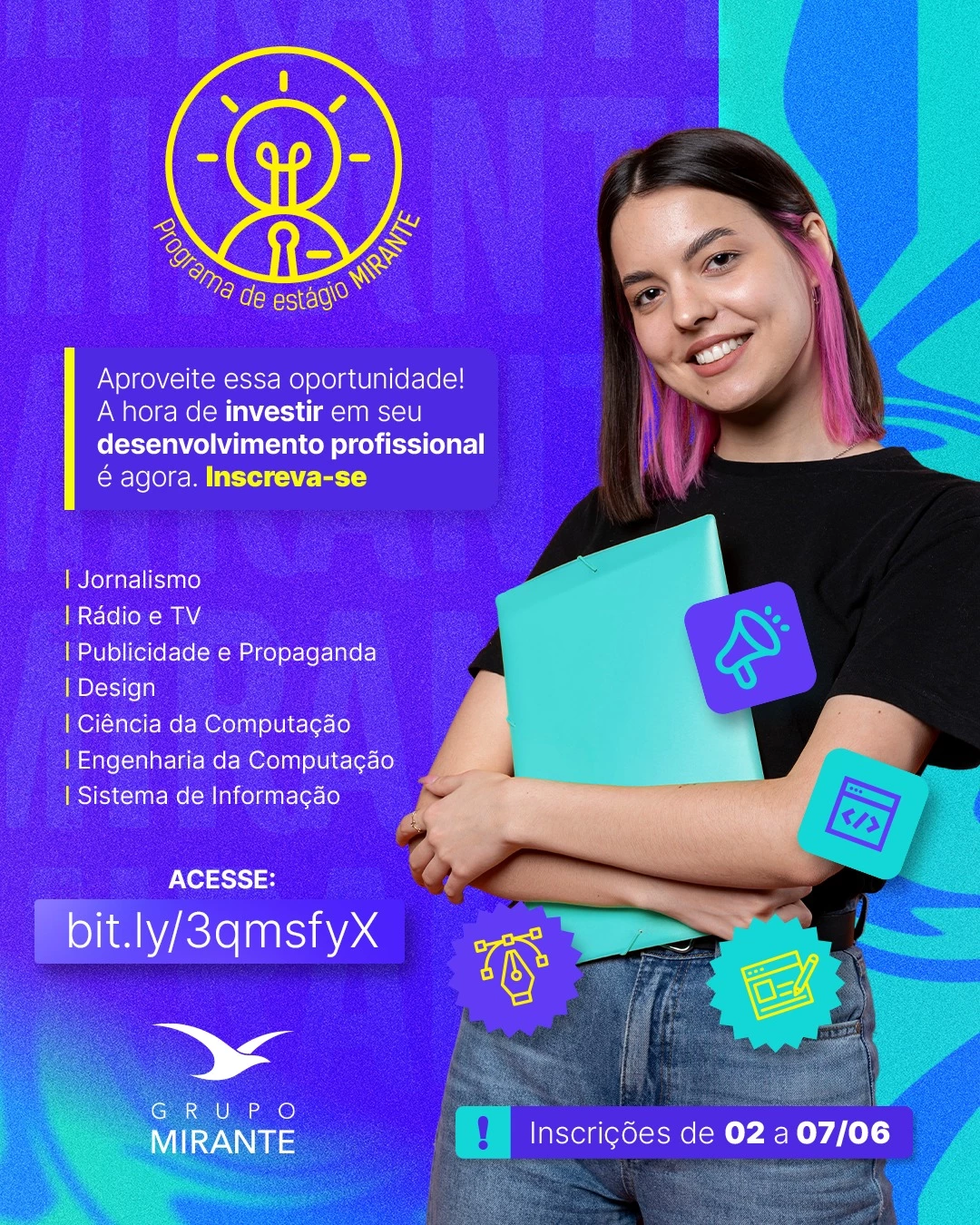 As inscrições vão até o dia 7 de junho.