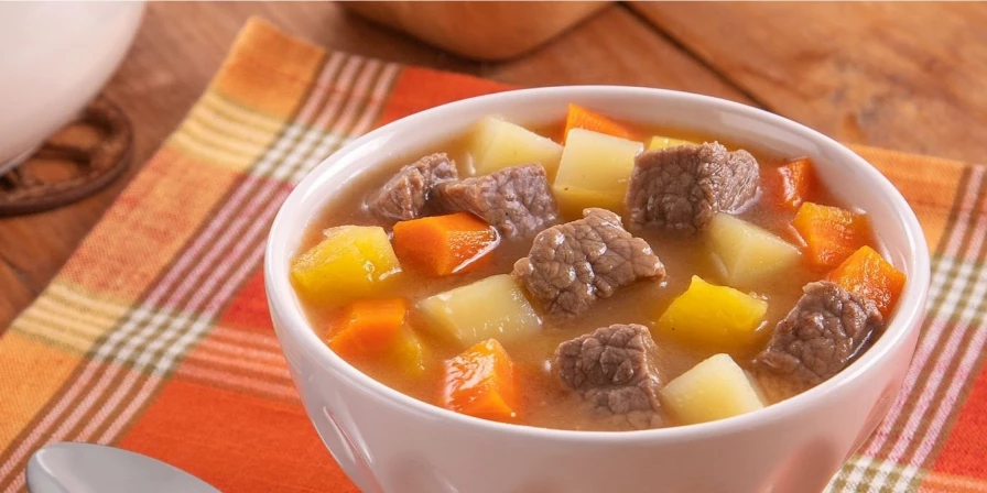 Sopa de carne com legumes.