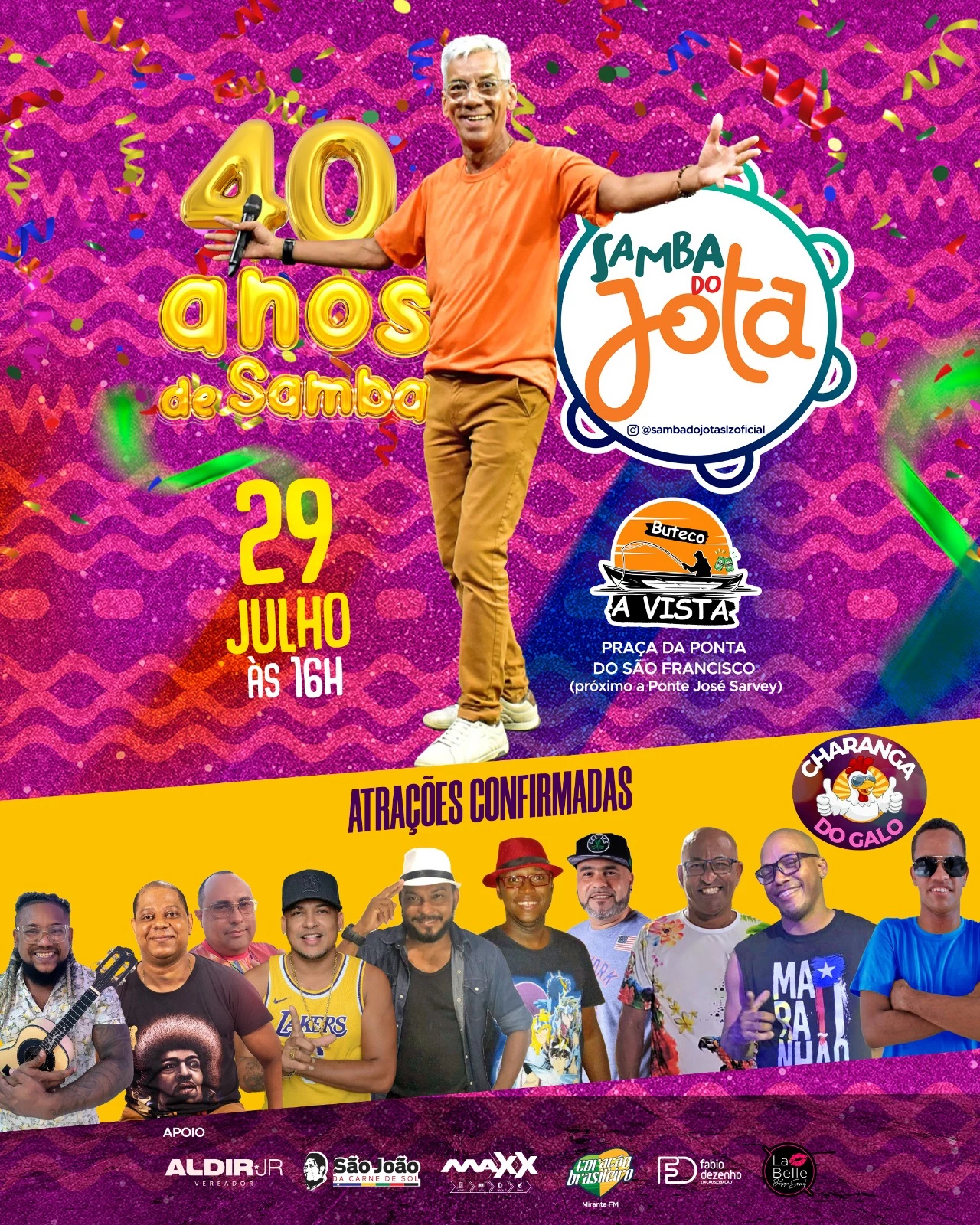 Line-Up da Roda de Samba para festejar o radialista João Marcus. Foto: Divulgação