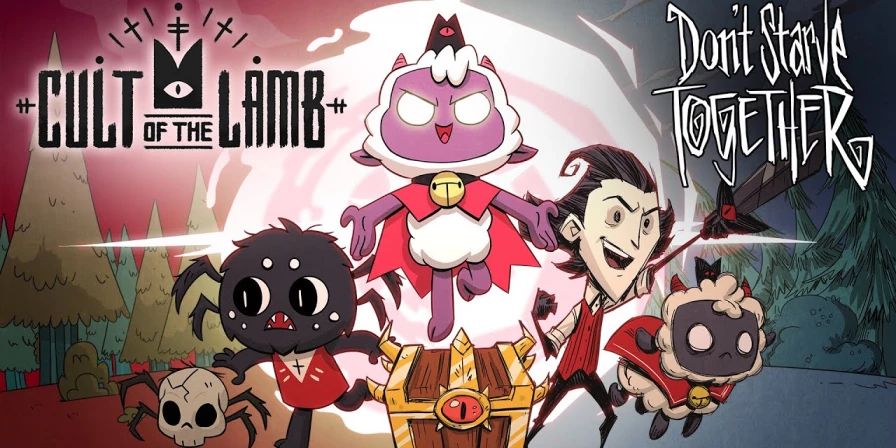 Crossover entre "Cult of the Lamb" e "Don't Starve Together".