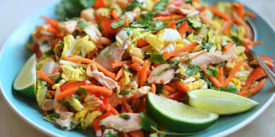 Salada com frango desfiado.