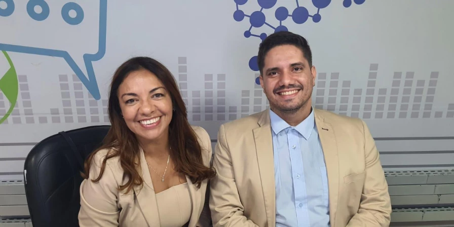 A diretora executiva do OGMO Itaqui, Ana Barbosa; e o presidente do Sindomar, Daniel Pereira, concederam entrevista ao Abrindo o Verbo