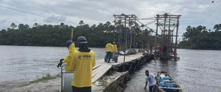 Obra da ponte sobre o Rio Preguiças, que levará aos Lençóis Maranhenses. (Foto: Divulgação)