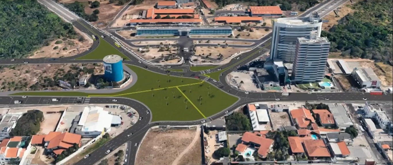 Arte mostra trecho que será afetado pela obra de mobilidade na rotatória do Calhau. (Foto: reprodução / TV Mirante)