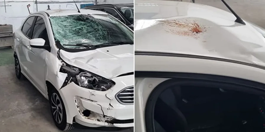 Carro envolvido no acidente que vitimou o ciclista Edson Soares