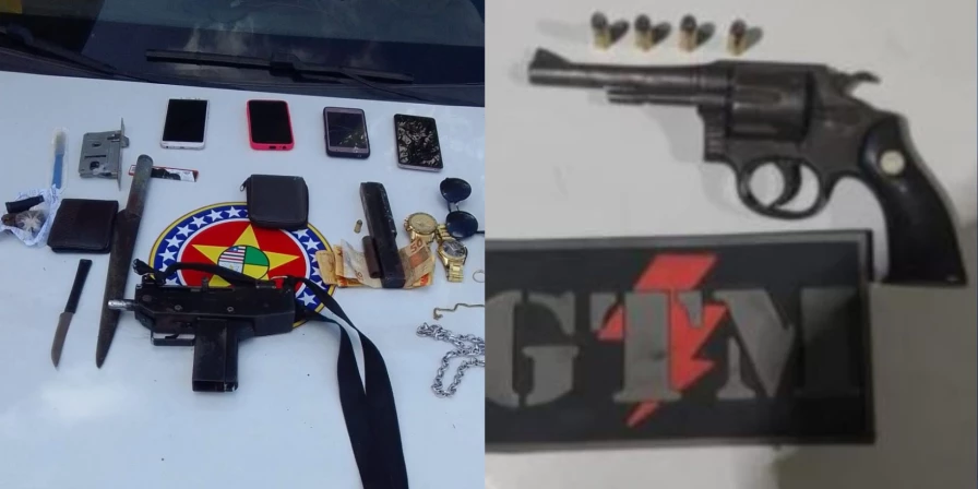 Armas de fogo apreendidas na Estiva e no Paranã.