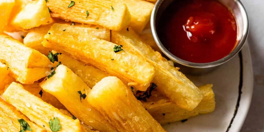 Mandioca frita.