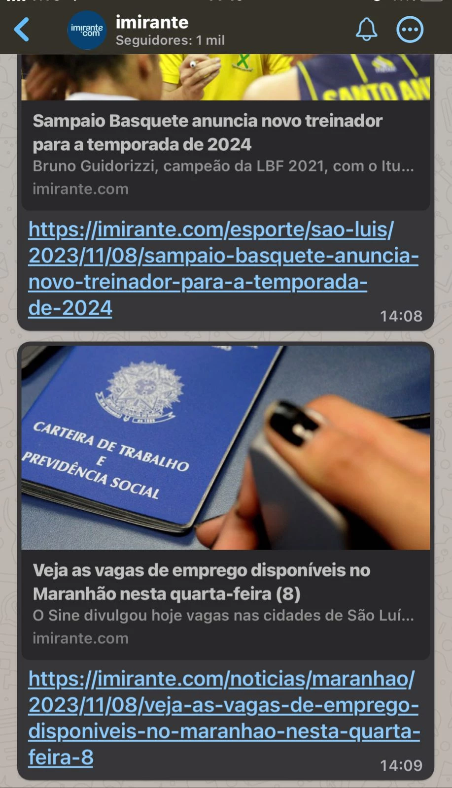 Para entrar nos canais do Imirante, basta clicar nos links abaixo.