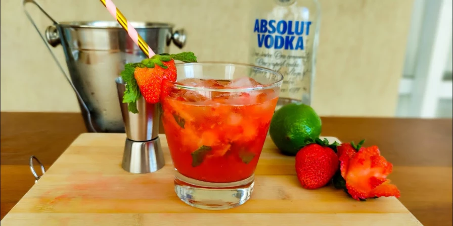 Caipiroska de morango.