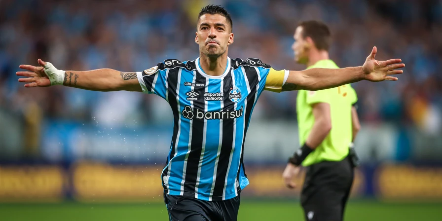 Suárez comemora: o Grêmio venceu o Vasco na Arena.