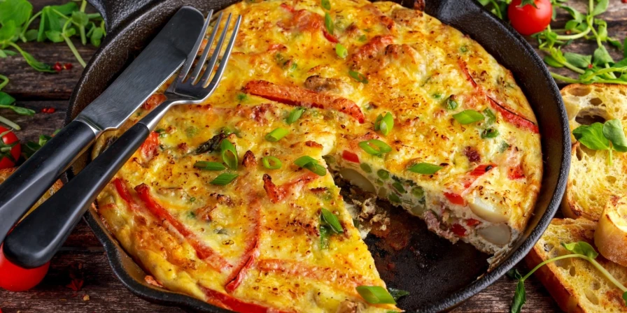 Omelete com legumes.