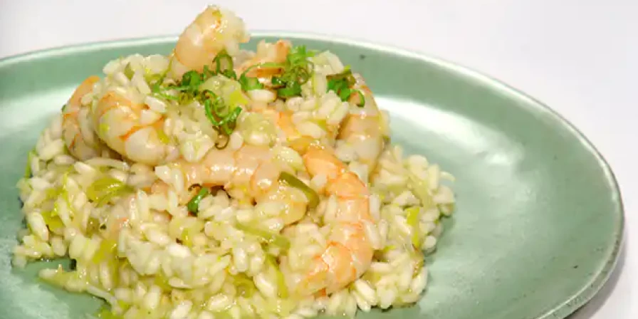 Risoto de camarão.