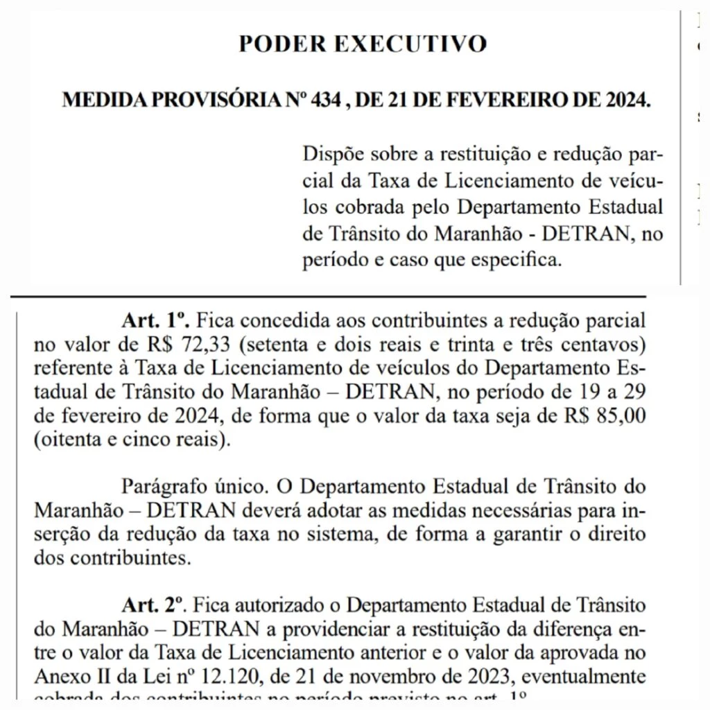 MP já foi publicada no Diário Oficial do Estado