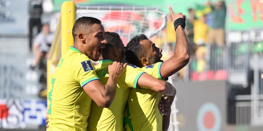 Jogadores do Brasil celebram classificação no Mundial