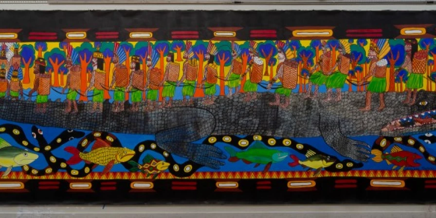 “Kapewẽ Pukenibu” (2022), ou “Ponte de jacaré”, é a obra homenageada desta edição do Prêmio Arte na Escola Cidadã.